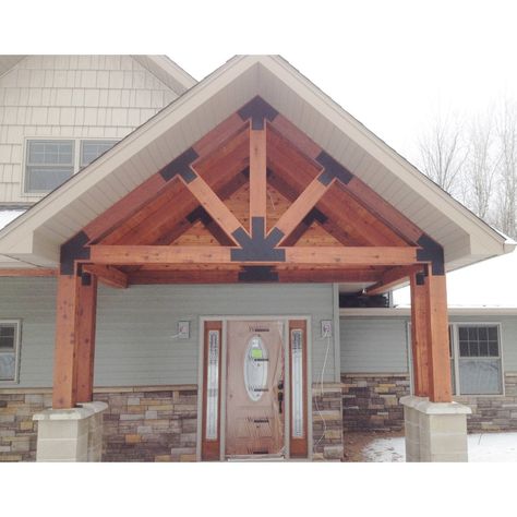 Beam Connecting Truss Bracket with multi-leg design Porch Beams, Bracket Ideas, Veranda Design, Timber Frame Porch, Casa Garage, Post And Beam Construction, Roof Truss Design, Timber Truss, Front Porch Design