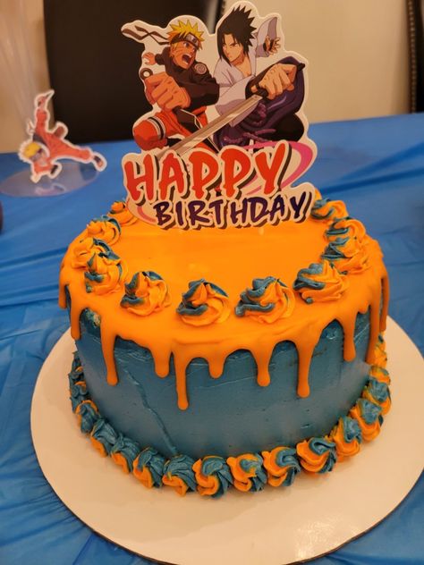 Blue And Orange Drip Cake, Naruto Birthday Cake Ideas, Blue And Orange Cake Birthday, Blue And Orange Cake, Naruto Drip, Naruto Birthday Cake, Naruto Party Ideas, Orange Birthday Cake, Naruto Birthday