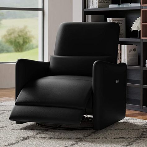 Black Glider Nursery, Living Room Reclining Sofa, Black Recliner, Black Nursery, Leather Living Room, Black Chairs, Modern Recliner, Power Recliner Chair, Swivel Glider Recliner