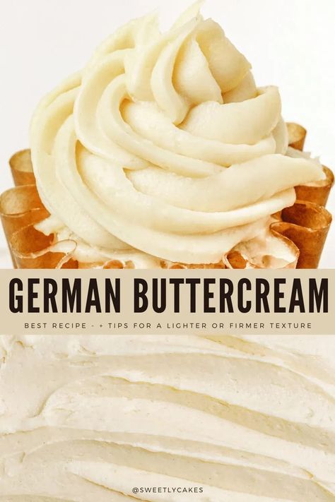 Best German buttercream frosting recipe. The mousseline cream, has a rich taste, like the custard cream, perfect to fill your cakes. German Buttercream Frosting, German Buttercream Recipe, Dutch Cake, Mousseline Cream, German Buttercream, French Pastries Recipes, Frosting Ideas, Spiced Buttercream, White Chocolate Recipes