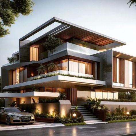 Luxury Villas #outdoordesign #designlovers #luxuryhome Map House, House Projects Architecture, Modern Bungalow House Design, House Outer Design, Contemporary House Exterior, Modern Villa Design, Modern Bungalow House, House Design Pictures, Modern House Facades