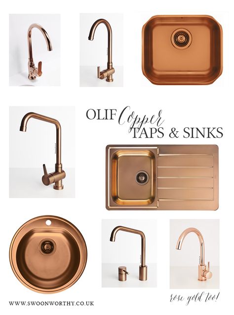 Kitchen Sinks And Faucets, Kitchen Sink Ideas, Kitchen Credenza, Copper Kitchen Accessories, Copper Sinks, Copper Kitchen Sink, Copper Taps, Sink Ideas, Black Taps