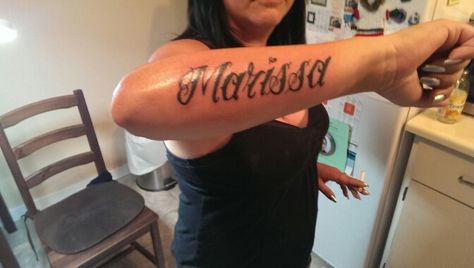 Marissa daughters name tattoo Marissa Tattoo, Tattoos For Childrens Names, Daughters Name Tattoo, Dream Tattoos, Name Tattoo, Name Tattoos, Tat Ideas, Jesus Fish Tattoo, My Favorites