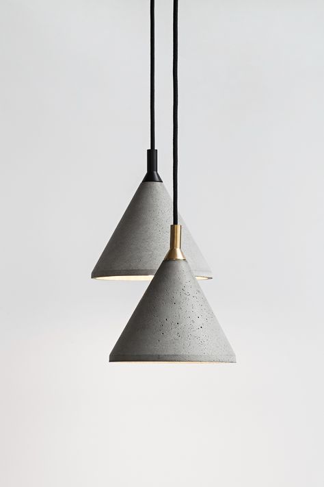 Zhong - The Concrete Pendant Lamp in mass production on Behance Cement Furniture, Concrete Pendant Lamp, Lamps Design, Concrete Light, Concrete Pendant, Handmade Lamp, Concrete Lamp, Lamps Table, Interior Minimalista