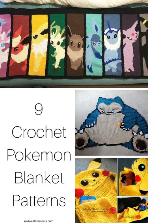 A collection of Crochet Pokemon Blanket Patterns. Everything from Pokeballs to Pikachu! Crochet Pokemon Blanket, Crochet Blanket Boy, Pokemon Blanket, Crochet Kids Blanket, Pokemon Crochet, Pokemon Crochet Pattern, Crochet Pokemon, Pokemon Pattern, Crochet For Beginners Blanket