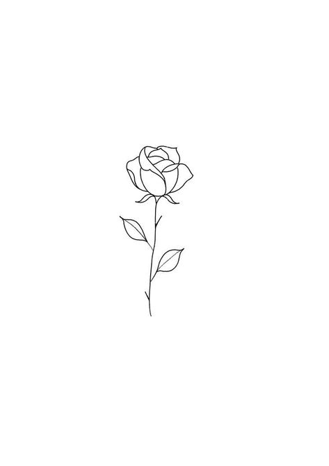 Rose Minimalist Drawing, Small Rose Outline Tattoo, Rose Small Tattoo Design, Minimalist Rose Drawing, Simple Rose Drawing Outline, Outline Rose Tattoo, Small Rose Outline, Red Outline Tattoo, Rose Tattoo Simple