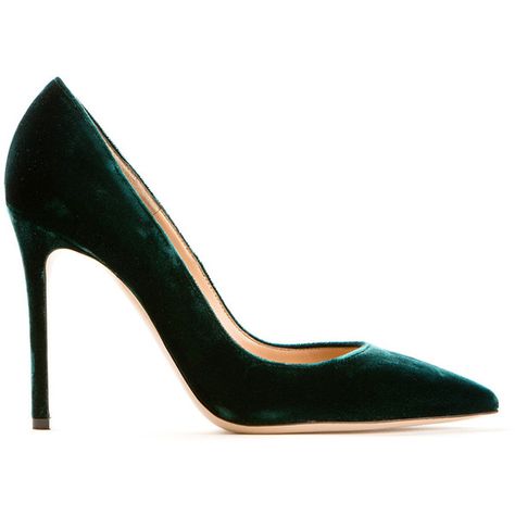 Gianvito Rossi Emerald Green Velvet Pumps (£445) ❤ liked on Polyvore featuring shoes, pumps, heels, shoes heels, pointed toe high heels shoes, gianvito rossi pumps, emerald green pumps, pointy toe shoes and pointy toe high heel pumps Green Velvet Pumps, Emerald Green Shoes, Emerald Green Heels, Green High Heels, Trendy High Heels, Emerald Green Velvet, Green Pumps, Pointy Toe Shoes, Velvet Pumps