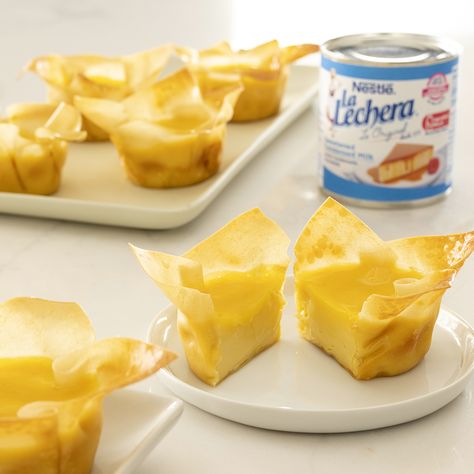 Chinese Egg Tarts in Wonton Wrappers | El Mejor Nido Wonton Wrapper Dessert, Wonton Wrapper Recipes Appetizers, Chinese Egg Tart, Baked Wontons, Egg Tart Recipe, Wonton Wraps, Wonton Wrapper Recipes, Enjoy With Friends, Chinese Egg