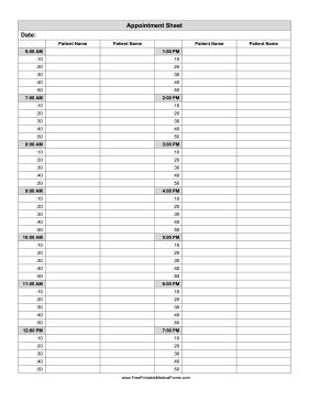 Perfect for doctor offices and clinics, this printable appointment sheet is broken down in 10-minute intervals between six a.m. and seven p.m. Free to download and print Printable Appointment Sheets, Appointment Planner Printable Free, Medical Binder Printables, Planner For Moms, Medical Binder, Health Chart, Appointment Planner, Dentist Appointment, Binder Printables