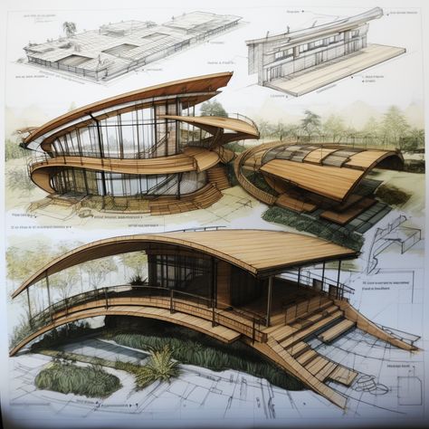 Architecture Space Concept, Curve Building Architecture, Ecolodge Architecture, Eco Architecture Concept, Tropical Building, Bioclimatic Architecture, Architecture Materials, Architecture Design Presentation, Architecture Blueprints