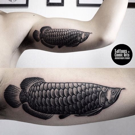 Monkey Bob tattoo Arowana fish Arowana Tattoo Design, Arowana Fish Tattoo, Arowana Tattoo, Bob Tattoo, Arowana Fish, Fish Tattoo, Cute Sketches, Fish Tattoos, Blackwork