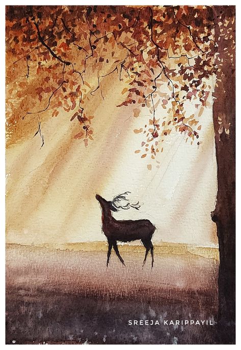 Deer Painting Acrylic Abstract, Woodland Painting Ideas, Woodsy Paintings, Nature Drawing Watercolor, Dear Watercolor, Paint Inspo Easy Acrylic, Painting Ideas Cool, Elk Painting, Clare Paint