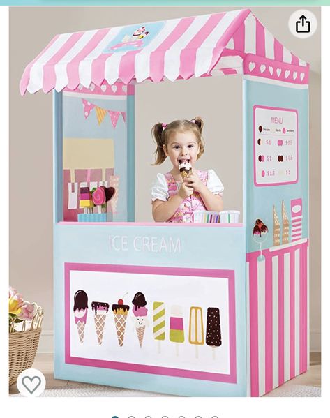 Playhouse Indoor, Childrens Playhouse, Ice Cream Stand, Indoor Playhouse, Ice Cream Cart, Pretend Food, Play Shop, Ice Cream Parlor, Kids Playhouse