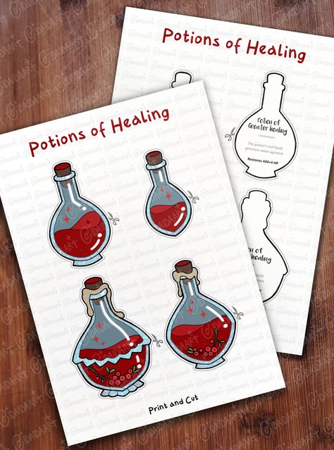 Dnd Handouts, Potion Of Healing, Dnd Diy, Healing Potion, Bottle Drawing, Dungeon Master's Guide, Potion Bottle, Dungeon Master, Game Item