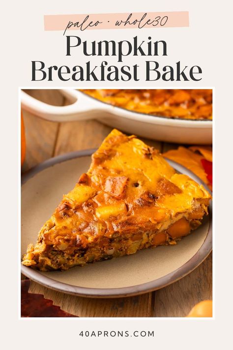 Pumpkin Breakfast Bake (Paleo, Whole30, Gluten Free) Whole 30 Breakfast Meal Prep, Pumpkin Breakfast Bake, Paleo Pumpkin Pancakes, Pumpkin Recipes Dinner, Pumpkin Breakfast, Apple Breakfast, Whole 30 Breakfast, Paleo Pumpkin, Breakfast Meal