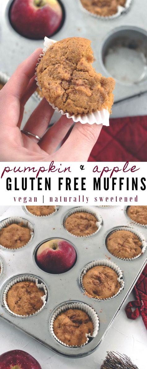 Gluten Free Pumpkin Apple Muffins - Vegan & Healthy! Muffins With Apple Pie Filling, Muffin Ideas, Gluten Free Apple Recipes, Pumpkin Apple Muffins, Apple Muffins Healthy, Host Party, Gluten Free Pumpkin Muffins, Apple Muffin Recipes, Almond Flour Muffins