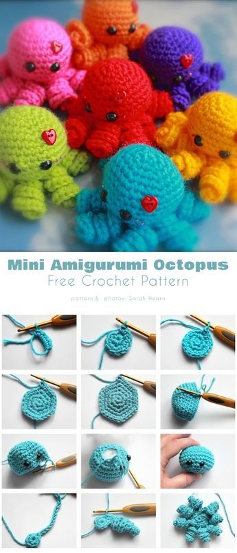 Octopus Crochet Pattern Free, Octopus Amigurumi, Mini Octopus, Octopus Crochet Pattern, Crochet Toys Free Patterns, Crochet Toys Free, Easy Crochet Animals, Cozy Crochet Patterns, Quick Crochet Patterns