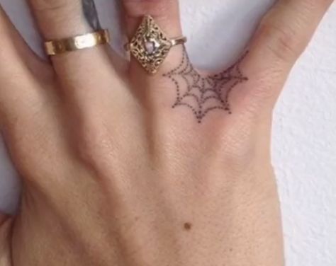 Small Tattoos Random, Basic Finger Tattoos, Tattoo To Cover Up Another Tattoo, Hand To Finger Tattoo, Soft Hand Tattoo, Hand Tattoos Spiderweb, Hand Tattoos For Women Dainty, Finger Webbing Tattoo, Ankle Tattoos For Women Simple