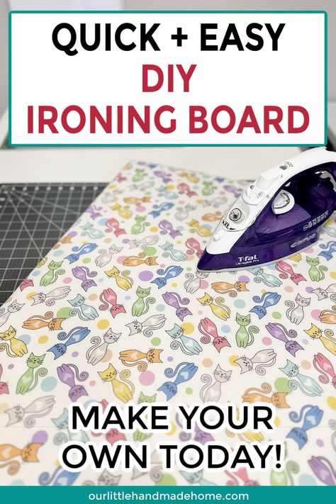 Learn how to make a DIY Ironing Board in 5 simple steps! Perfect for quilters and sewing enthusiasts who want a custom, easy-to-create workspace. How To Make An Ironing Board Table, Large Ironing Board For Quilting, Make Ironing Board Table, Diy Ironing Board Table Ikea Hacks, Table Top Ironing Board Diy, Sewing Room Ironing Board, Ironing Board For Quilters, Quilters Ironing Board How To Make, How To Make An Ironing Board Cover