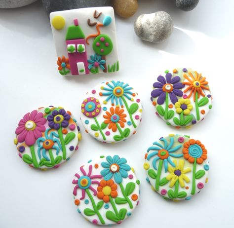 Visit the post for more. Polymer Clay Magnet, Polymer Clay Embroidery, Clay Crafts For Kids, Clay Magnets, Clay Crafts Air Dry, Polymer Clay Diy, Polymer Crafts, Clay Flower, Clay Ornaments