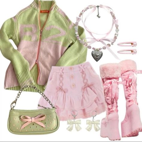 Find similar styles on our DEPOP
50%+ OFF HOLIDAY WINTER SALE
LINK BELOW!!
https://www.depop.com/curatedxchaos/

(notice: not original content, for inspiration only, please tag creator if known <3) Pink Green Outfit, Kawaii Outfit Ideas, Theme Inspiration, Pinterest Tumblr, Funky Outfits, Kawaii Fashion Outfits, Really Cute Outfits, Kawaii Clothes, Harajuku Fashion