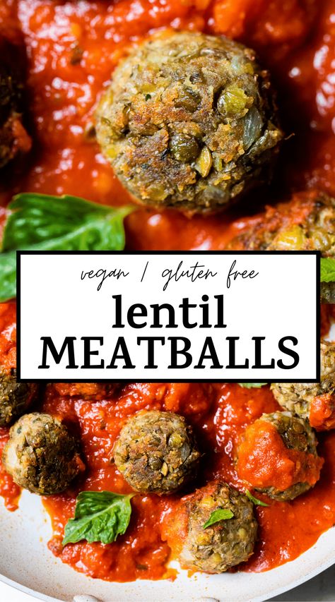 Easy LENTIL MEATBALLS that are both vegan and gluten free! They're great for meal prepping and go perfectly with marinara sauce and pasta #lentilmeatballs #vegan #glutenfree #lentils Meatballs Vegetarian, Vegan Lentil Meatballs, Vegan Meatballs Recipe, Lentil Meatballs, Healthy Vegan Dinner Recipes, Healthy Vegan Dinner, Vegan Lentil, Vegan Meatballs, Meatballs Easy