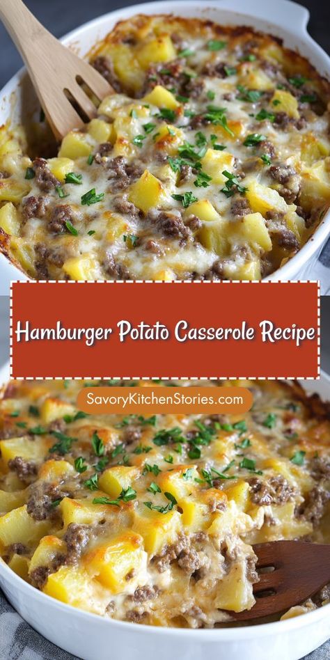 Want to impress your loved ones with minimal effort? This Hamburger Potato Casserole Recipe is a game-changer! Packed with ground beef and cheesy goodness, it’s a comforting dish everyone will adore. Be sure to save it for future meals! Hamburger And Potato Casserole, Hamburger Potato Casserole, Casseroles Recipes, Hamburger And Potatoes, Potatoes And Cheese, Hamburger Casseroles Recipes, Beef Potatoes, Ground Beef And Potatoes, Easy Hamburger