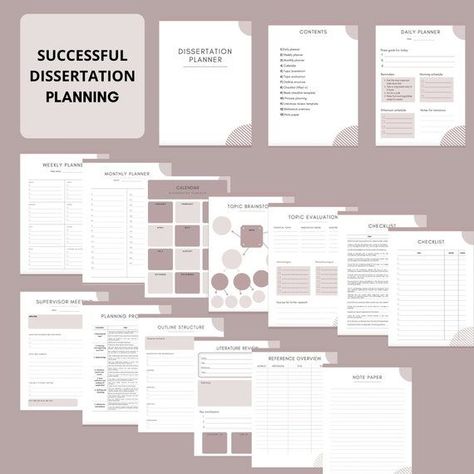 Dissertation/thesis/study Planner Digitally Fillable and Printable 15 Pages - Etsy UK studentaesthetic #holidaypartyplanner💻. Student Daily Planner, Daily Routine Planner, Study Planner Printable, Essay Writer, Checklist Template, Student Planner, Daily Planner Printable, Daily Planner Template, Study Planner