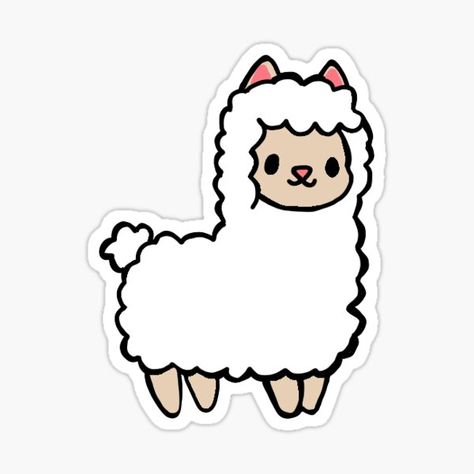 Cute lama design in white • Millions of unique designs by independent artists. Find your thing. Lama Stickers, Alpaca Drawing, Cute Lama, Ideas Cumpleaños, Fotos Ideas, Cute Alpaca, Cute Llama, Shrink Plastic, Sticker Cute