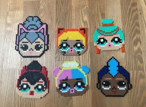 LOL Surprise Lol Doll Perler Bead Patterns, Lol Perler Bead Patterns, Barbie Perler Bead Patterns, Origami Turkey, Pyssla Ideas, Perler Bead Mario, Perler Bead Templates, Perler Crafts, Hama Bead