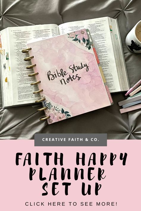 Click to watch and see how to set up a faith Happy Planner for Bible study notes. Tons of ideas and tips on how to study the Bible. Bible Bullet Journaling, Study Printables, Notes Creative, Study The Bible, Bible Study Printables, How To Study, Planner Set, Bible Study Notes, The Happy Planner