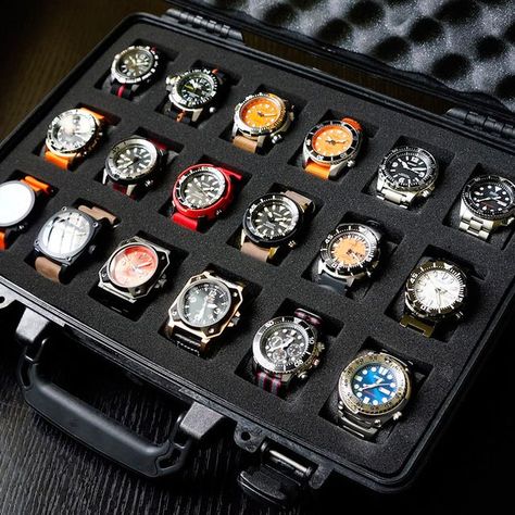 DIY-Pelican-Watch-Case-Gear-Patrol-Lead-Full Futuristic Watches, Diy Watch, Pelican Case, Mens Invicta Watches, Object Design, Watch Storage, Dream Watches, Designer Watches, Wrist Game