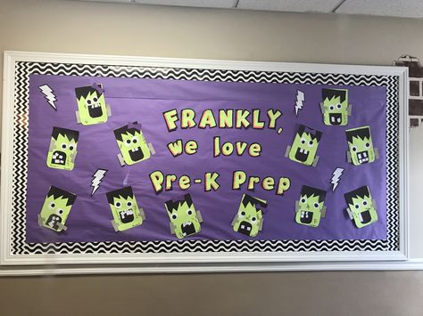 Spookley Bulletin Board Ideas, Halloween Bulletin Boards For Hospital, Boo Can You Guess Who Bulletin Board, 3d Halloween Bulletin Board Ideas, Funny Halloween Bulletin Boards, Zombie Bulletin Board, Halloween Spirit Week Ideas For Preschool, Prek Halloween Bulletin Boards, Frankenstein Bulletin Board