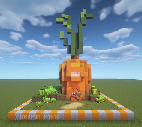 🇫🇷medial resource pack on Instagram: the carrot house  #minecraft #medialpack #minecraftbuilds Minecraft Carrot House, Minecraft Thanksgiving Builds, Minecraft Apple House, Carrot Pixel Art, Apple House Minecraft, Fruit Stand Minecraft, Fruit Minecraft House, Minecraft Build Designs, Fruit House Minecraft