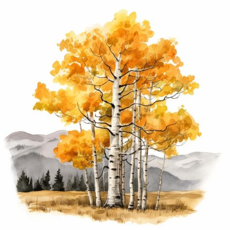 Aspen Trees Painting, Aspen Tree, Aspen Trees, Free Business Card Mockup, Tree Illustration, Card Banner, Flyer Maker, Business Card Maker, Poster Invitation