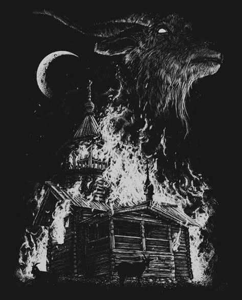 Building On Fire, Goat Art, Black Metal Art, Dark Artwork, Occult Art, Demon Art, Dark Tattoo, Dark Art Illustrations, Beautiful Dark Art