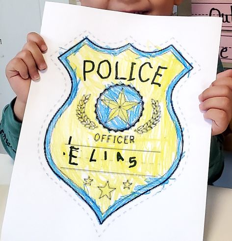 Police Officer Anchor Chart, Police Man Craft Preschool, Police Badge Craft Preschool, Police Arts And Crafts For Kids, Police Art Preschool, Police Man Craft, Police Craft Preschool, Police Officer Activities For Toddlers, Policeman Crafts For Preschool