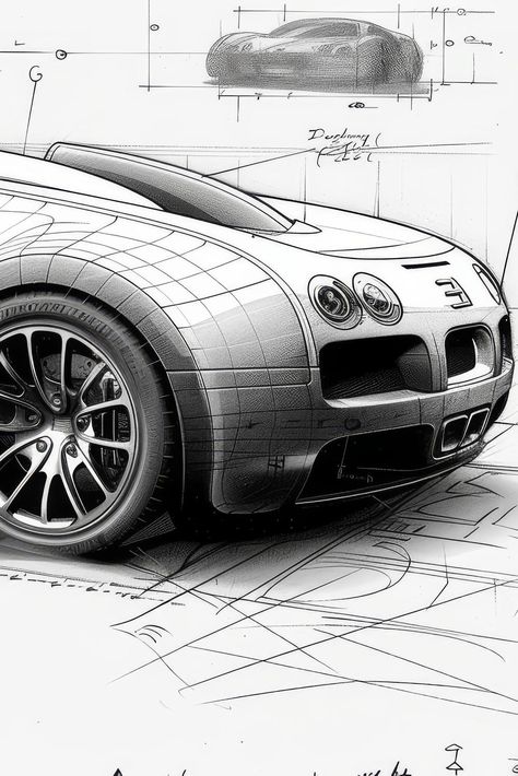 4k HD Wallpaper: Bugatti Veyron Blueprint and Sketch Bugatti Sketch, 4k Hd Wallpaper, Blueprint Art, White Car, Car Sketch, Bugatti Veyron, Automotive Art, Vehicle Design, Performance Cars