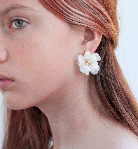 Flower earrings pearls bead earrings bridesmaid white earrings | Etsy White Flower Earrings Wedding, Small Flower Earrings, White Flower Earrings, Europe 2024, White Flower Earring, Bride Floral, Ivory Earrings, Bridesmaid Hair Accessories