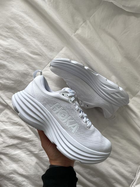 Walking shoes | hokas | aesthetic shoes | running shoes | bondi 8 | holy girl | morning routine #christianblogger Hoka Bondi 8 White, Hoka Bondi 8 Women Outfit, Hoka Shoes Aesthetic, Outfits With Hoka Shoes, Hooka Shoes, Hokas Aesthetic, Hoka Aesthetic, Hokas Outfit, Running Shoes Aesthetic