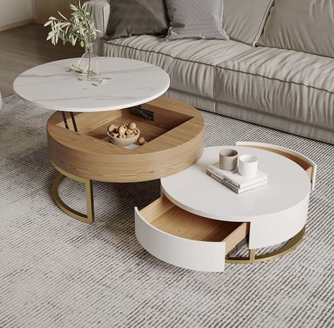 Aesthetic home decor, trendy home decor, minimalist home decor, modern home decor, aesthetic room decor, trendy room decor, minimalist room decor, modern room decor, neutral home decor, boho home decor Coffee Table With Hidden Storage, White Round Coffee Table, Round Coffee Table Sets, تصميم الطاولة, Lift Coffee Table, Marble Round Coffee Table, 2 Coffee Tables, Nesting Coffee Table, Round Coffee Table Modern