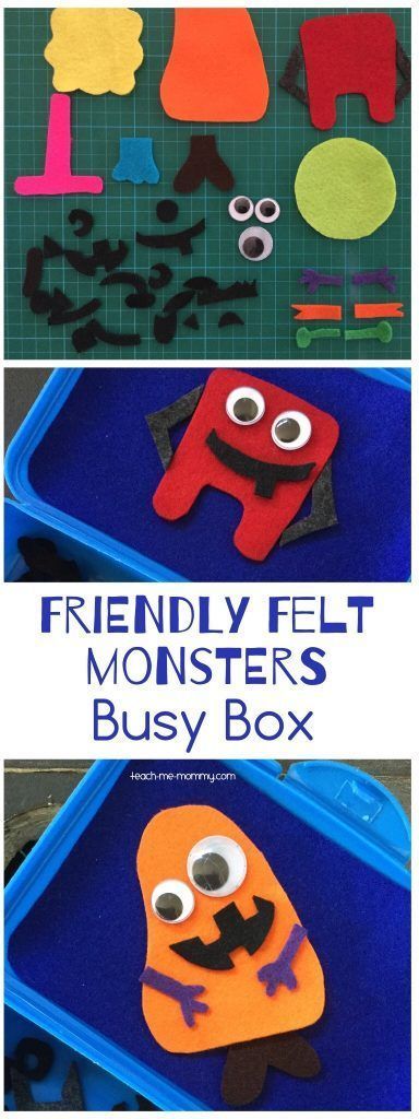 Friendly Felt Monsters Busy Box Busy Bins, Asd Classroom, Kids Easel, Monster Activities, Library Crafts, Felt Monster, Monster Crafts, 1 October, Busy Boxes