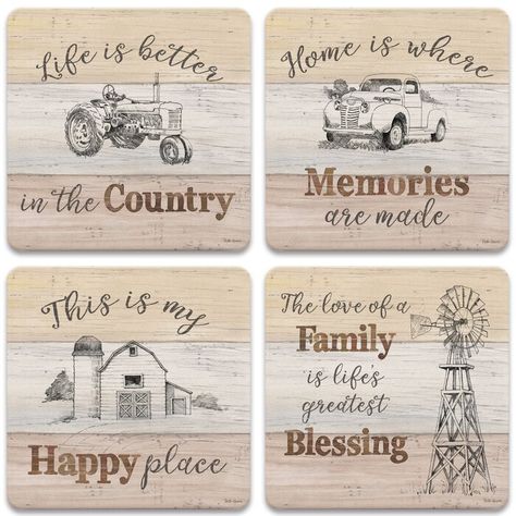 Wood Coasters Diy, Diy Coasters Tile, Farmhouse Coasters, Coaster Ideas, Coaster Crafts, Tile Crafts, Pyrography Art, Wood Burning Crafts, Wood Burning Patterns