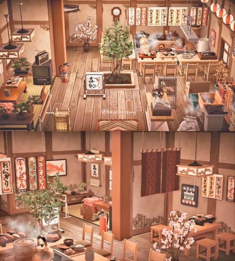 Japanese Home Interior, Animal Crossing Cafe, Japanese Animals, Autumn Tops, Food Sushi, Ac New Leaf, Animal Crossing Guide, Happy Home Designer, Japanese Home Decor