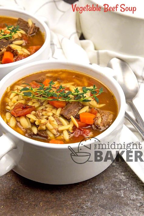 Great soup for dinner Beef Orzo Soup, Beef Orzo, Soup With Orzo, Easy Vegetable Beef Soup, Orzo Soup Recipes, Soup For Dinner, Beef Soup Recipes, Winter Soup, Orzo Soup