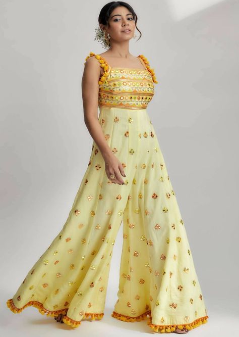 Gopi Vaid, Jumpsuit Design, Haldi Outfits, Trendy Outfits Indian, Embroidered Jumpsuit, Lehenga Designs Simple, Traditional Indian Outfits, Quick Outfits, Party Wear Indian Dresses