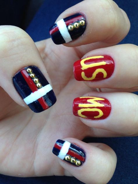 Usmc Nails Designs, Marine Nails Designs, Boot Camp Graduation Party, Marine Corps Nails, Usmc Nails, Usmc Graduation, Marine Party, Marine Nails, Marine Graduation