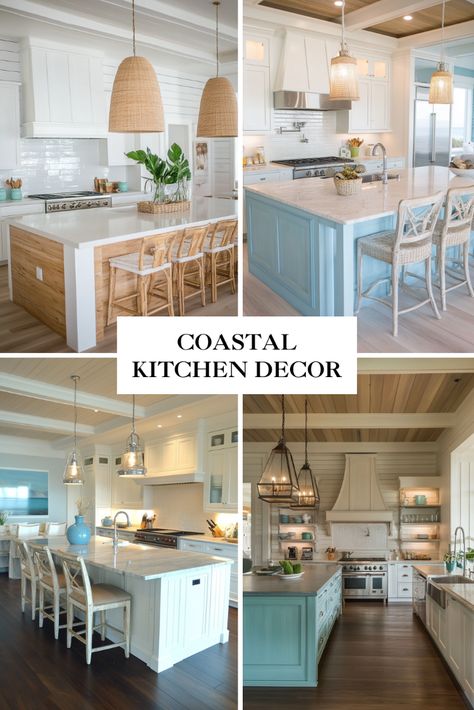 "Bring the serene charm of the seaside to your kitchen with Coastal Decor! 🌊🏖️ Discover ideas for incorporating light colors, natural textures, and nautical accents to create a breezy, beach-inspired cooking space. Perfect for adding a touch of coastal bliss to your home! 🐚🦈 #CoastalKitchenDecor #BeachHouseStyle #KitchenInspo" Cape Cod Home Decor, New England Coastal Decor, Coastal Inspired Kitchens, Modern Coastal Kitchen, Coastal Kitchens, Coastal Kitchen Decor, Cape Cod House, Coastal Grandmother, Coastal Life