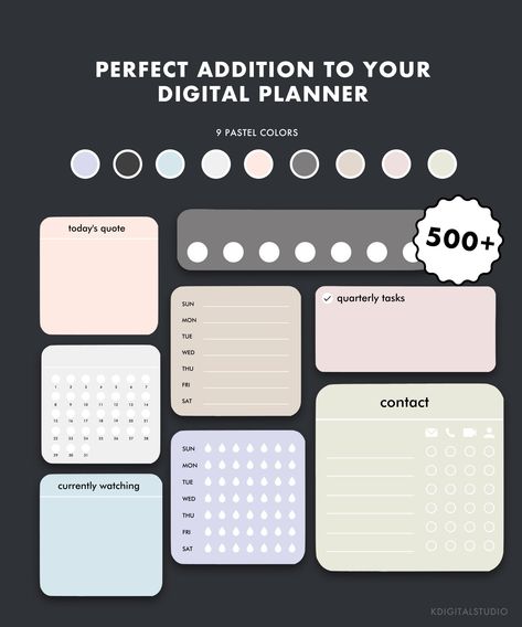 Over 500 digital stickers designed to look like widgets for all the essentials for planning Notion Inspo, Ipad Notes, Pc Ideas, Samsung Notes, Planner Lettering, Ink Doodles, Custom Journal, Planner Essential, Journaling Inspiration