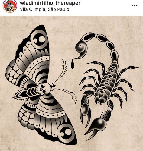 Traditional Tattoo Outline, Traditional Black Tattoo, Moth Tattoo Design, Traditional Tattoo Inspiration, Traditional Tattoo Sleeve, Muster Tattoos, Scorpion Tattoo, Old School Tattoo Designs, Traditional Tattoo Design